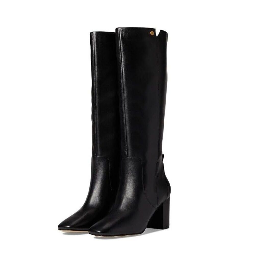 Cole Haan Womens 9.5 B Black Leather Chrystie Block Heel Riding Boots NIB OJ8